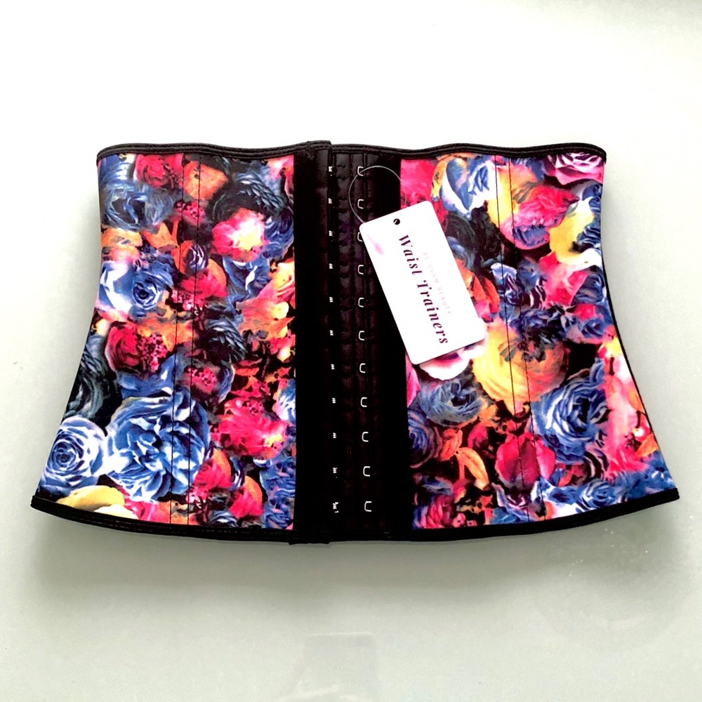 SHORT TORSO BLUE FLORAL WAIST TRAINER CINCHER- 2XL